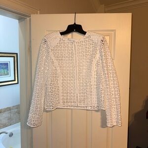 White House Black Market White Crochet Blazer